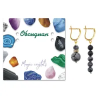 Асимметричные серьги Снежный обсидиан SEB06-27