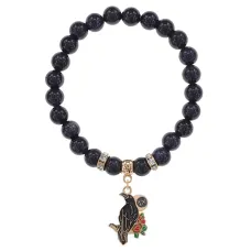 Браслет Ворон (интеллект и мудрость) синт.камень Синий авантюрин 8мм BS-CR-0182