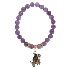Браслет Ворон (интеллект и мудрость) нат.камень Аметист 8мм BS-CR-0183