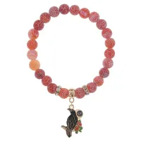 Браслет Ворон (интеллект и мудрость) нат.камень Африканский агат 8мм BS-CR-0184