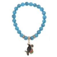 Браслет Ворон (интеллект и мудрость) синт.камень Бирюза 8мм BS-CR-0185