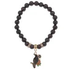 Браслет Ворон (интеллект и мудрость) нат.камень Гранат 8мм BS-CR-0186