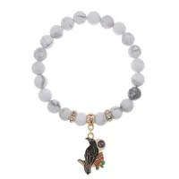 Браслет Ворон (интеллект и мудрость) нат.камень Кахолонг 8мм BS-CR-0187