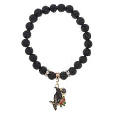 Браслет Ворон (Интеллект и Мудрость) нат.камень Лава 8мм BS-CR-0189