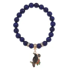 Браслет Ворон (интеллект и мудрость) нат.камень Лазурит 8мм BS-CR-0190
