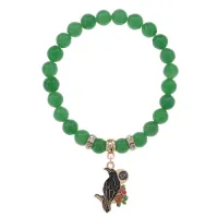 Браслет Ворон (интеллект и мудрость) нат.камень Нефрит 8мм BS-CR-0193