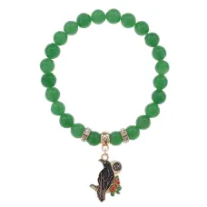 Браслет Ворон (интеллект и мудрость) нат.камень Нефрит 8мм BS-CR-0193