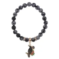 Браслет Ворон (интеллект и мудрость) нат.камень Снежный обсидиан 8мм BS-CR-0194