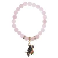 Браслет Ворон (интеллект и мудрость) нат.камень Розовый кварц 8мм BS-CR-0195