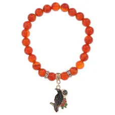 Браслет Ворон (интеллект и мудрость) нат.камень Сердолик 8мм BS-CR-0197