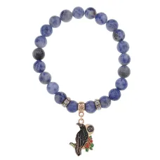 Браслет Ворон (Интеллект и мудрость) нат.камень Содалит 8мм BS-CR-0198