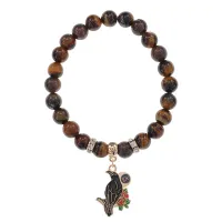 Браслет Ворон (интеллект и мудрость) нат.камень Тигровый глаз 8мм BS-CR-0199