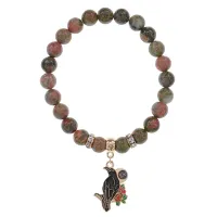 Браслет Ворон (интеллект и мудрость) нат.камень Унакит 8мм BS-CR-0200