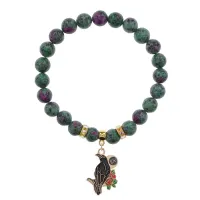 Браслет Ворон (интеллект и мудрость) синт.камень Цоизит 8мм BS-CR-0202