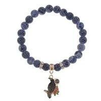 Браслет Ворон (Интеллект и Мудрость) нат.камень синий Африк. агат 8мм BS-CR-0207