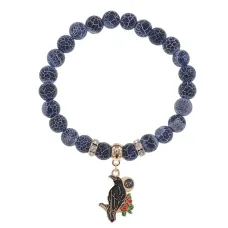 Браслет Ворон (Интеллект и Мудрость) нат.камень синий Африк. агат 8мм BS-CR-0207