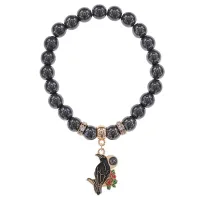 Браслет Ворон (интеллект и мудрость) синт.камень Гематит (не магнит.) 8мм BS-CR-0208