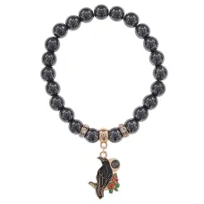 Браслет Ворон (интеллект и мудрость) синт.камень Гематит (не магнит.) 8мм BS-CR-0208