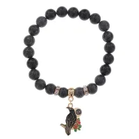 Браслет Ворон (интеллект и мудрость) нат.камень Змеевик 8мм BS-CR-0209