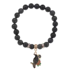 Браслет Ворон (интеллект и мудрость) нат.камень Змеевик 8мм BS-CR-0209