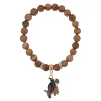 Браслет Ворон (интеллект и мудрость) нат.камень Песочная яшма 8мм BS-CR-0210