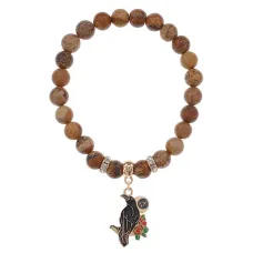 Браслет Ворон (интеллект и мудрость) нат.камень Песочная яшма 8мм BS-CR-0210