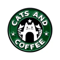 Значок Cats and coffee, d.3см ZN140