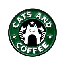 Значок Cats and coffee, d.3см ZN140