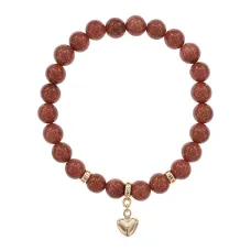 Браслет Сердце (Любовь и Семейное Счастье) синт.камень Корич. авантюрин 8мм BS-CR-0661