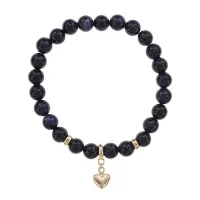 Браслет Сердце (Любовь и семейное счастье) синт.камень Синий авантюрин 8мм BS-CR-0662