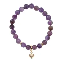Браслет Сердце (Любовь и семейное счастье) нат.камень Аметист 8мм BS-CR-0663