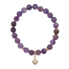 Браслет Сердце (Любовь и семейное счастье) нат.камень Аметист 8мм BS-CR-0663