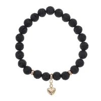 Браслет Сердце (Любовь и семейное счастье) нат.камень Лава 8мм BS-CR-0669