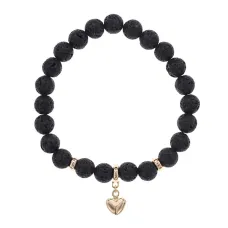 Браслет Сердце (Любовь и семейное счастье) нат.камень Лава 8мм BS-CR-0669