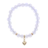 Браслет Сердце (Любовь и семейное счастье) синт.камень Лунный камень 8мм BS-CR-0671