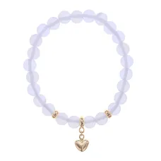 Браслет Сердце (Любовь и семейное счастье) синт.камень Лунный камень 8мм BS-CR-0671
