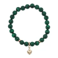 Браслет Сердце (Любовь и семейное счастье) синт.камень Малахит 8мм BS-CR-0672