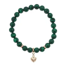 Браслет Сердце (Любовь и семейное счастье) синт.камень Малахит 8мм BS-CR-0672