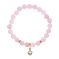 Браслет Сердце (любовь и семейное счастье) нат.камень Розовый кварц 8мм BS-CR-0675