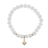 Браслет Сердце (Любовь и семейное счастье) синт.камень Сахарный кварц 8мм BS-CR-0676