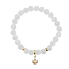Браслет Сердце (Любовь и семейное счастье) синт.камень Сахарный кварц 8мм BS-CR-0676