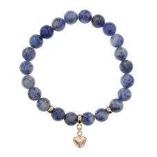 Браслет Сердце (любовь и семейное счастье) нат.камень Содалит 8мм BS-CR-0678