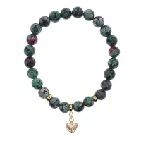 Браслет Сердце (любовь и семейное счастье) синт.камень Цоизит 8мм BS-CR-0682