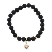 Браслет Сердце (Любовь и семейное счастье) синт.камень Шунгит 8мм BS-CR-0684