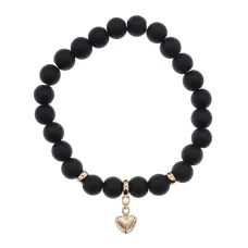 Браслет Сердце (Любовь и семейное счастье) синт.камень Шунгит 8мм BS-CR-0684