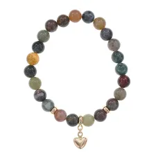 Браслет Сердце (Любовь и семейное счастье) нат.камень Яшма 8мм BS-CR-0685