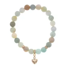 Браслет Сердце (Любовь и семейное счастье) нат.камень Амазонит 8мм BS-CR-0686