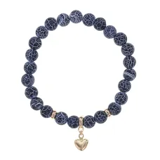 Браслет Сердце (Любовь и семейное счастье) нат.камень синий Африк. агат 8мм BS-CR-0687