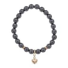 Браслет Сердце (Любовь и семейное счастье) синт.камень Гематит 8мм BS-CR-0688