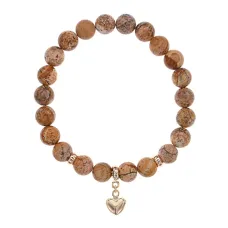 Браслет Сердце (Любовь и семейное счастье) нат.камень Песочная яшма 8мм BS-CR-0690